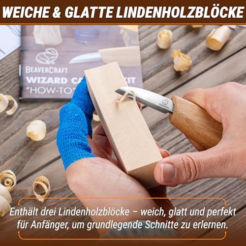 BeaverCraft Whittling Kit for Beginners, Adults and Teens, Wood Carving Set DIY03 Wizard, Wood Carving Mess Mat for Easy Cleanup – Portable Woodworking Hobby Work Mat MS - Image 4