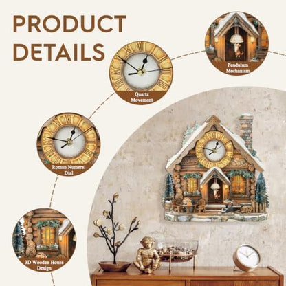 3D Wooden Puzzles for Adults-Wooden House Puzzle Clock-Adult Craft - Image 3