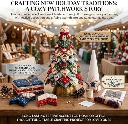 HZSprance DIY Quilted Christmas Tree Kit –3D Fabric Patchwork Kit(G) - Image 7