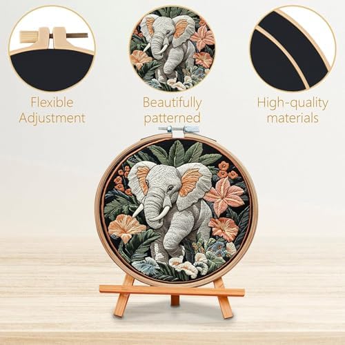 SCECALA 4 Pack Elephant Floral Embroidery Kit for Beginners - Image 2