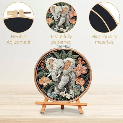 SCECALA 4 Pack Elephant Floral Embroidery Kit for Beginners - Image 2