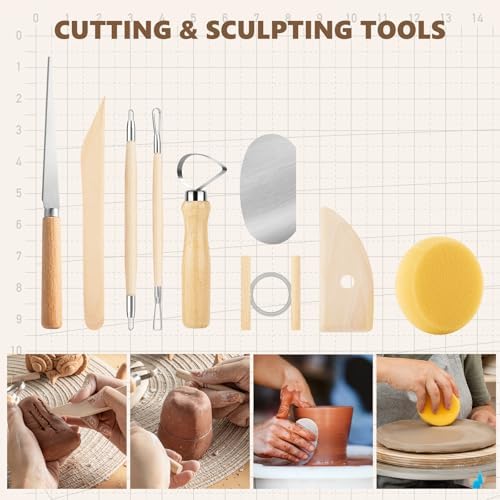 23PCS Clay Tools Sculpting, Ceramic & Pottery Modeling Tool, Ceramics Tools Set, Polymer Tools Kit, Air Dry Clay Tools for Carving, Molding, Pottery Wheel, Crafting Supplies, Pros, Beginners, Adults - Image 4