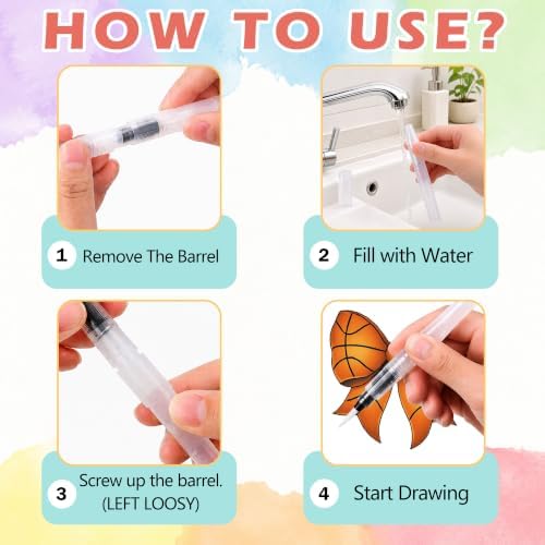 Sporty Lover Gift, Sports Bow Watercolor Workbook, Watercolor Painting Workbook with 12 Different Sports Bow Patterns, Sporty Water Coloring Book Set with Water Paintbrush for Beginners Boys Girls - Image 3