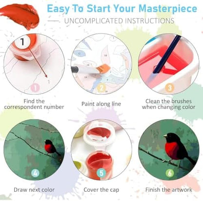 Birds Plant Paint by Numbers Kit for Adults, Color By Numbers for Adults - Image 7