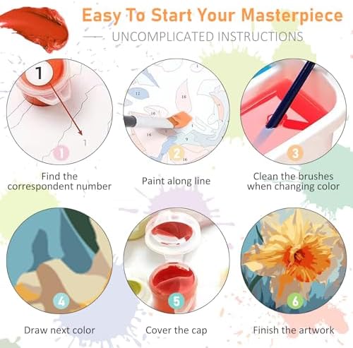 Offito Framed Paint by Numbers Kit for Adults Beginners, Flowers - Image 7
