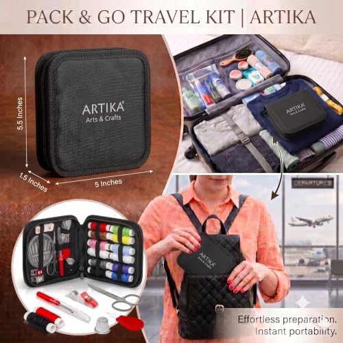 ARTIKA Travel Sewing Kit, 59-Piece Portable Kit for Travel, Includes Scissors, Thread, Tape Measure - Sewing Accessories and Supplies - Image 6