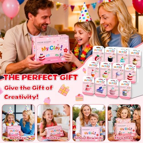 Kids Clay Air Dry Clay for Kids - Air Drying Modeling & Sculpting Kit,DIY 12 Box Food Dessert Cake Theme Arts & Crafts Clay Set,Ultra Soft Non-Sticky Bulk Party Favors & Party Crafts for Girls & Boys - Image 6