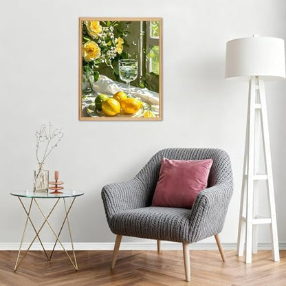 AIRDEA Lemon Paint by Numbers for Adults 16x20in Rose Painting by Number Kits for Beginner Frameless Easy Acrylic Oil Painting on Canvas with Paints and Brushes - Image 7