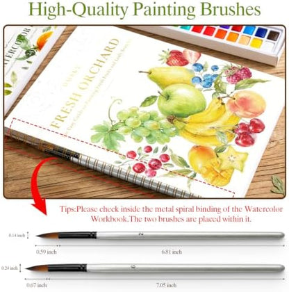 Watercolor Workbook for Beginners,18 Fresh Fruits Water Coloring Book,Relaxing & Easy to Paint Water Coloring Book with 24 Colors-Perfect for Gifting to Creativity & Joy for Adults - Image 2