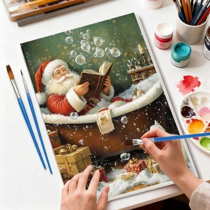 TCDZMYGS 4 Pack Christmas Paint by Numbers Kit for Adults Beginner,Bathroom Paint by Number Kits Without Frame,DIY Acrylic Oil Painting by Numbers for Home Wall Decor 11.8 x 15.7 inch - Image 6