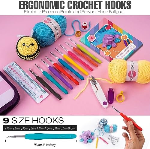 MODDA Crochet Kit for Beginners Adults and Teens - with Video Course - Make Amigurumi and Crocheting Kit Projects - Beginner Crochet Kit Includes 20 Colors Yarn, Hooks, Book, Patterns and Crochet Bag - Image 2