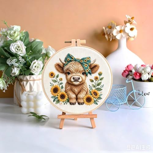 niurenmaoyi Cow Embroidery Kit for Beginner,Needlepoint Kit for Adult - Image 6