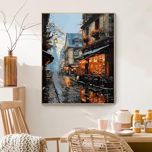 PRASIO Paint by Numbers Kit for Adults Beginner, Street View Adult Paint by Number Kits on Canvas, DIY Acrylic Watercolor Oil Paint by Number for Adults for Home Decor Gift 16x20 Inch - Image 7