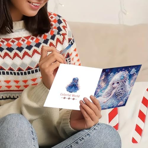 DIY Diamond Greeting Cards Set, 5D DIY Diamond Art Painting Festival Style Greeting Card, DIY Christmas Card Making Kits for Family Friends Handmade Gift - Image 5