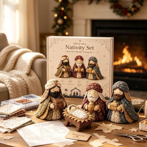 DIY Quilted Fabric Nativity Set Sewing Kit, Detailed Hand-Stitch Holy Family Manger Craft Set, Nativity Ornament Making Project for Home Display & Faith-Based Decor Creation for Adults，Type D - Image 5