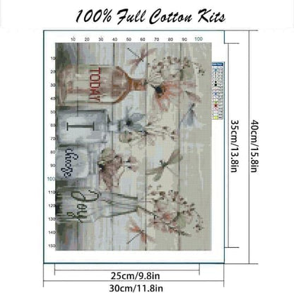 Stamped Cross Stitch Kits for Adults Beginner, Flower Dimensions Needlepoint Art Crafts Embroidery Kits for Adults Beginners 15.7x11.8 inches - Image 2