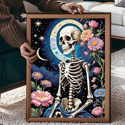 Qaisxoty Paint by Numbers Kit for Adults Beginners, DIY Skull Paint by Numbers Kit on Rolled Canvas, Easy Acrylic Painting by Number Kit for Home Decor Gift - 12” x 16” - Image 3