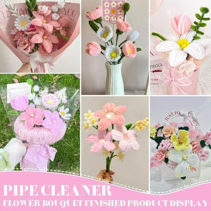 AHAMETON 620Pcs Macaron Color Pipe Cleaners Flower Kit,Chenille Stems Craft - Image 6
