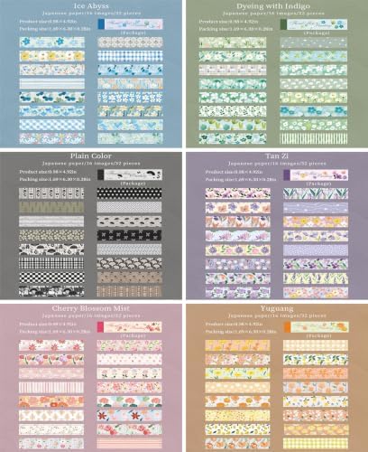 Aromoty Slim 192Pcs Washi Stickers Book Kit, 6 Sets Flowers - Image 2