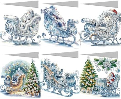 jinglinhh 6pcs Diamond Art Painting Winter Sleigh Christmas Tree Santa Claus Greeting Cards with Envelopes, DIY Card Making Kits for Adults, Diamond Art Postcards Holiday Cards Craft Gifts by Unknown