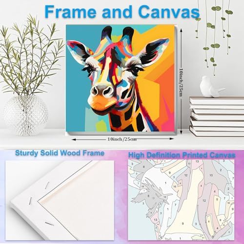 Artunion Framed Paint by Numbers Kit for Adults Beginners & Kids Ages 8-12,Colorful Giraffe Paint by Number with Frame, Acrylic Paint by Numbers Kit on Canvas 10 * 10 Inch Without Easel - Image 5