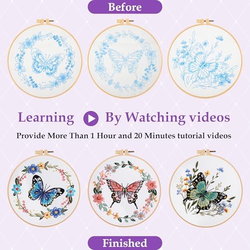 Uniartfy Butterfly Flower Embroidery Kit for Beginners, Cross Stitch Kits - Image 4
