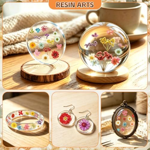 Dried Pressed Flowers for Resin Crafts, Real Dried Flowers and Leaves Kit for Resin Jewelry Molds, Candle & Soap Making, Scrapbooking DIY, Nail Art (Multicolored) - Image 3