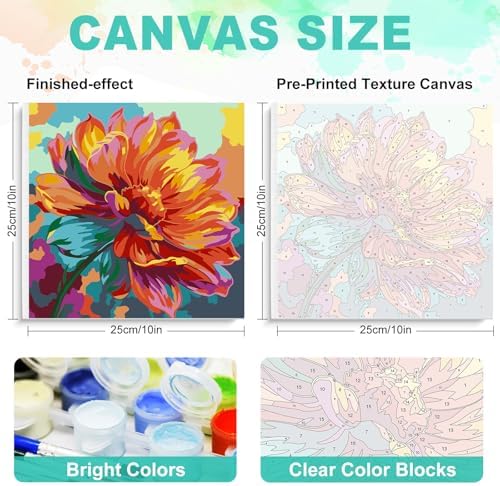 Framed Paint by Numbers Kit for Adults, Colorful Flower, 10 x 10 Inch - Image 3