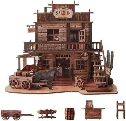 Book Nook Kit Western Saloon 3D Wooden Puzzle Miniature House Kit by Unknown