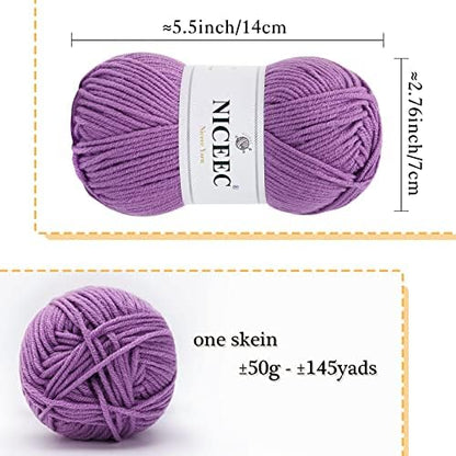 NICEEC 300g Soft Assorted Colors Yarn 100% Acrylic 870yds -Halloween - Image 2