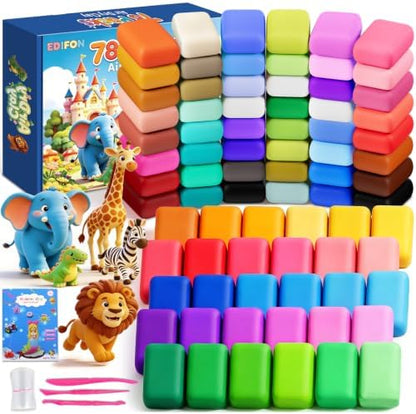EDIFON Air Dry Clay, 78 Colors Foam Magic Modeling Clay for Kids DIY Crafts by EDIFON