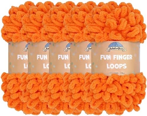 JubileeYarn Fun Finger Loops Yarn - Orange Peel - 5 Skeins by BambooMN