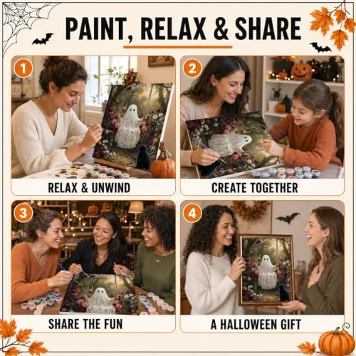 Mandun Halloween Ghost Paint by Numbers Kit for Adults, 16x20 inch - Image 6