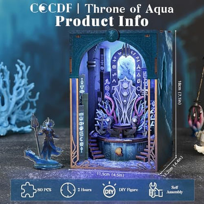 CCCDF Throne of Aqua Book Nook Kit, Beginner DIY 3D Puzzle with LED - Image 2