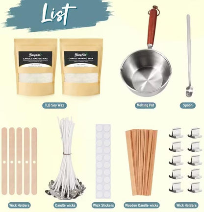 Soy Wax Candle Making Kit with 2 Wick Types & Melting Pot- All-in-One DIY Candle Making Supplies for Beginners, Includes Wax, Wick Stickers, Holders, Wick Placing Tube Tools for Homemade Container - Image 3