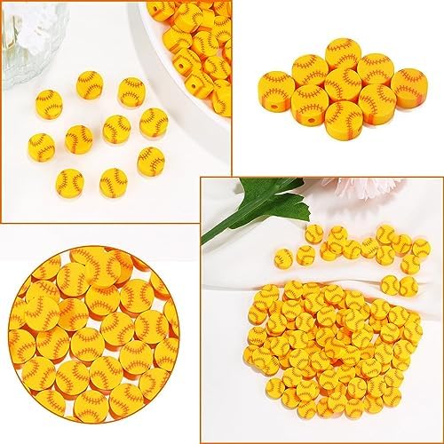 EVERMARKET 100pcs Baseball Beads Polymer Clay Baseball Softball Beads Charms Sports Ball Spacer DIY Bead for Necklace Bracelet Jewelry Handmade Jewelry Making Accessories Supplies - Image 7
