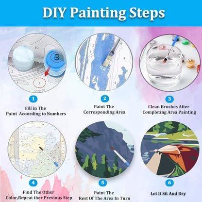 Artunion Framed Paint by Numbers Kit for Adults Beginners & Kids Ages 8-12,Camping National Parks Paint by Number with Frame,Landscape Paint by Numbers Kit on Canvas 10 * 10 Inch Without Easel - Image 6