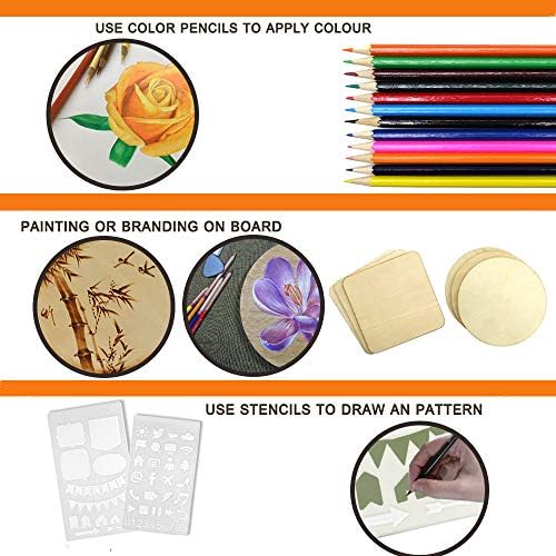 Wood Burning Kit, 110 Pieces Wood Burning Tool with Adjustable Temperature 200-420°C, Professional Wood Burner Pen for Embossing Carving Soldering - Image 5