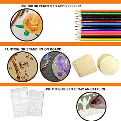 Wood Burning Kit, 110 Pieces Wood Burning Tool with Adjustable Temperature 200-420°C, Professional Wood Burner Pen for Embossing Carving Soldering - Image 5