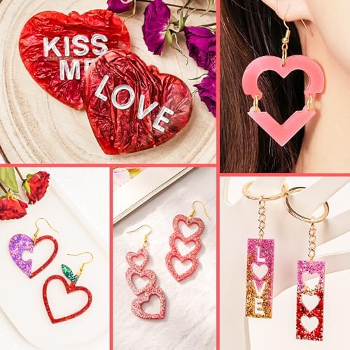 YODOYO Heart Earrings Resin Molds 5pcs Love Theme Keychain Making Mold - Image 4