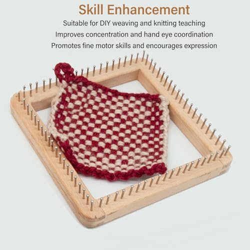 FOSA Pin Looms, Weaving for Adults, Wooden Knitting Hand Craft Wooden Knitting Board, Pin Weaving Kits for DIY Weaving Beginners, 10 * 10cm - Image 3