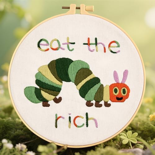 Hungry Caterpillar Embroidery Kits for Beginners Adults, Cute Embroidery Starter Kits, Counted Cross Stitch Kits for Beginners DIY Craft Kits for Adults Women, Embroidery Hoop, Thread & Video Tutorial - Image 4