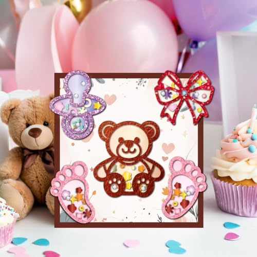 MAYJOYDIY Newborn Die Cuts for Card Making Cute Bear Bow Tie Footprints Metal Cutting Dies Onesie Embossing Cutting Stencil for Scrapbooking Craft Paper Birthday Card Gift Decoration - Image 6