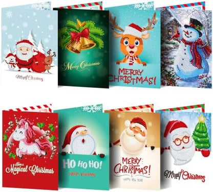8PCS Christmas DIY Greeting Card Kits with Envelopes Diamond Art Greeting Cards Diamond Art Cards Kits for Adults DIY Crafts Family Friend Gifts by Unknown