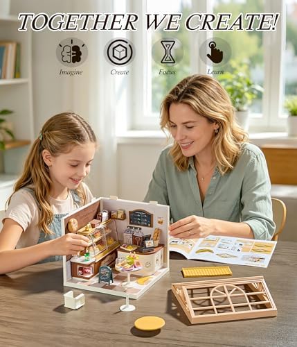 Bread Shop DIY Miniature House Kit with Roof & LED Light, Stackable & Connectable Dollhouse Kit with Dustproof Door, Creative DIY Crafts Building Toy Gift for Adults Teens - Image 5
