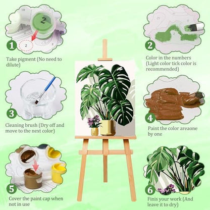 AIRDEA Flowers Paint by Numbers for Adults Beginner,Monstera and Orchids Painting by Number Kits on Canvas,Frameless,16x20in DIY Acrylic Painting,Home Wall Decor - Image 4