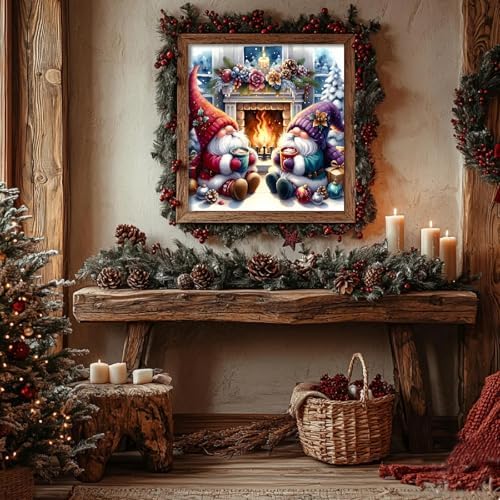 Eiazuiks Christmas Stamping Cross Stitch Kit, Gnomes Christmas Counting Cross Stitch Kit for Adult Beginners, Full Line DIY Stitching Kit for Home Decor Cross Stitch Patterns 14x14 inches - Image 3