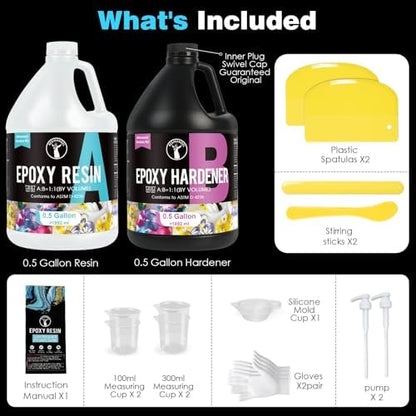 ResinAngel 1 Gallon Epoxy Resin Kit with Pump,1:1 Mixing Crystal Clear,Self-Leveling,Non-Yellowing for River Tables,Countertop,Woodworking,Flower Preservation - Image 6