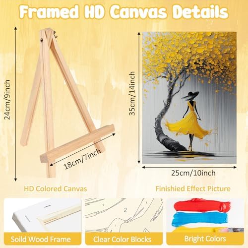 MAXBYE Women Framed Paint by Numbers Kits for Adults with Wooden Easel, Easy DIY Adult Paint by Number Kits on Canvas, Paintings Kit for Beginners Gift Home Wall Garden Decor 10×14 Inch - Image 3