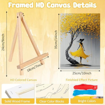 MAXBYE Women Framed Paint by Numbers Kits for Adults with Wooden Easel, Easy DIY Adult Paint by Number Kits on Canvas, Paintings Kit for Beginners Gift Home Wall Garden Decor 10×14 Inch - Image 3